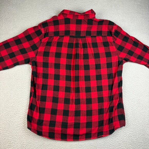 St Johns Bay Flannel Button Shirt Extra Large Red Black Buffalo Plaid Super Soft - Picture 5 of 7